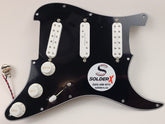 SolderX Solderless EZ-Connect Quick-Install Loaded Pickguard Seymour Duncan Everything Axe Pickups, White on Black 3-Ply - AxLabs